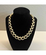 Necklace Costume Jewelry Chain Cream Enamel Gold Plated Statement 1980s ... - €19,47 EUR