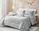 Codi Ziggy Metallic Grey Comforter Set Twin/Twin XL Size, Silver Bedroom... - £73.12 GBP