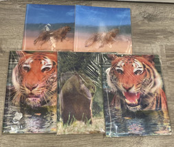 Kittrich 3D Motion Poly Folders Pockets Tiger Bear Set of 5 NEW SEALED - $13.32