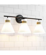 WOSHITU 3-Light Black and Gold Bathroom Vanity Light with Frosted Glass - $59.39