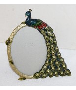 Pier 1 Imports Peacock Oval Picture Frame ~ 3&quot; x 4&quot; ~ Formal Green &amp; Bra... - $17.99