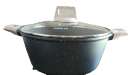 CAROTE 6 Qt Casserole Pan w/Lid ~ Nonstick ~ BLACK ~ Granite Aluminum &amp; Bakelite - £44.98 GBP