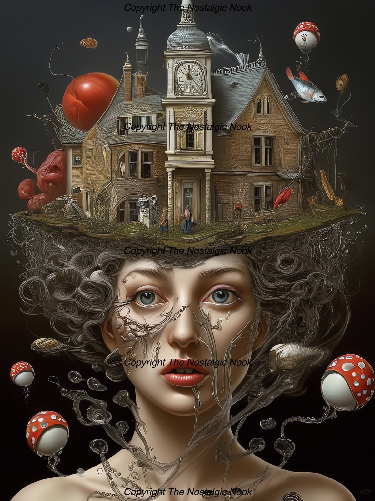 Surreal Art Portrait, Digital Art, Digital Download, Wallpaper, Printable - $1.29