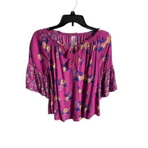 Justice Girl&#39;s Blouse Size L Peasant Style Cottagecore Boho Gathered Hot Pink - £5.83 GBP