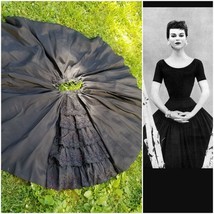 Vtg 1950s Junior house Milwaukee Black taffeta Full Circle Flamenco Skir... - $54.45