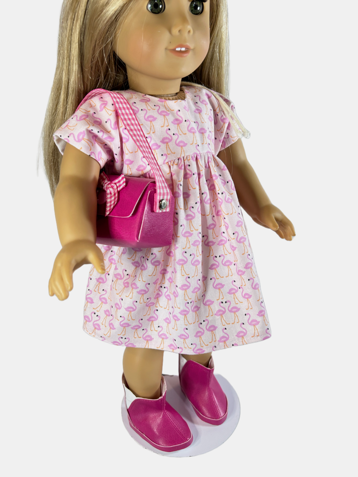 Doll Accessories Bright Pink Handbag Ankle Boots Set Fits American Girl & 18" - $7.90