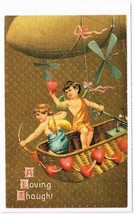 Postcard Angels In Balloon Basket Hearts ? Old Fashioned Love Reproduction - $2.89