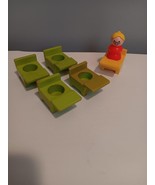 Vintage Fisher Price Little People 5 School Desks &amp; Teacher - $12.87