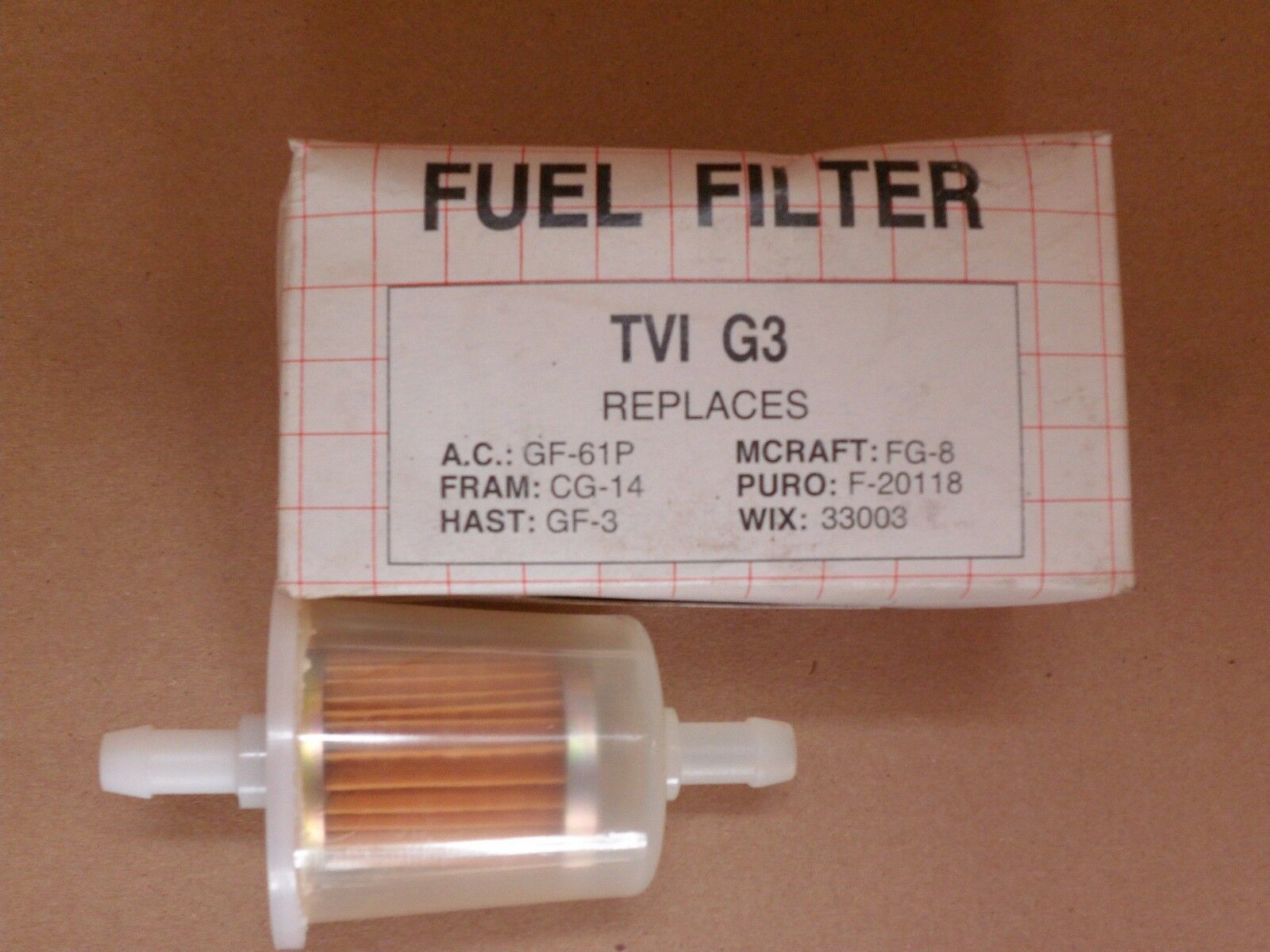 fuel filter replaces A.C. GF-61P fram CG-14 motorcraft FG-8 puro; F-20118 - $4.95