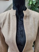 Larry Levine Women&#39;s Beige Cotton Long Sleeve Single Button Jacket Blazer Size 4 - £27.54 GBP