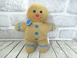 Paris Presents Christmas plush gingerbread man stuffed animal doll blue bow trim - £9.37 GBP