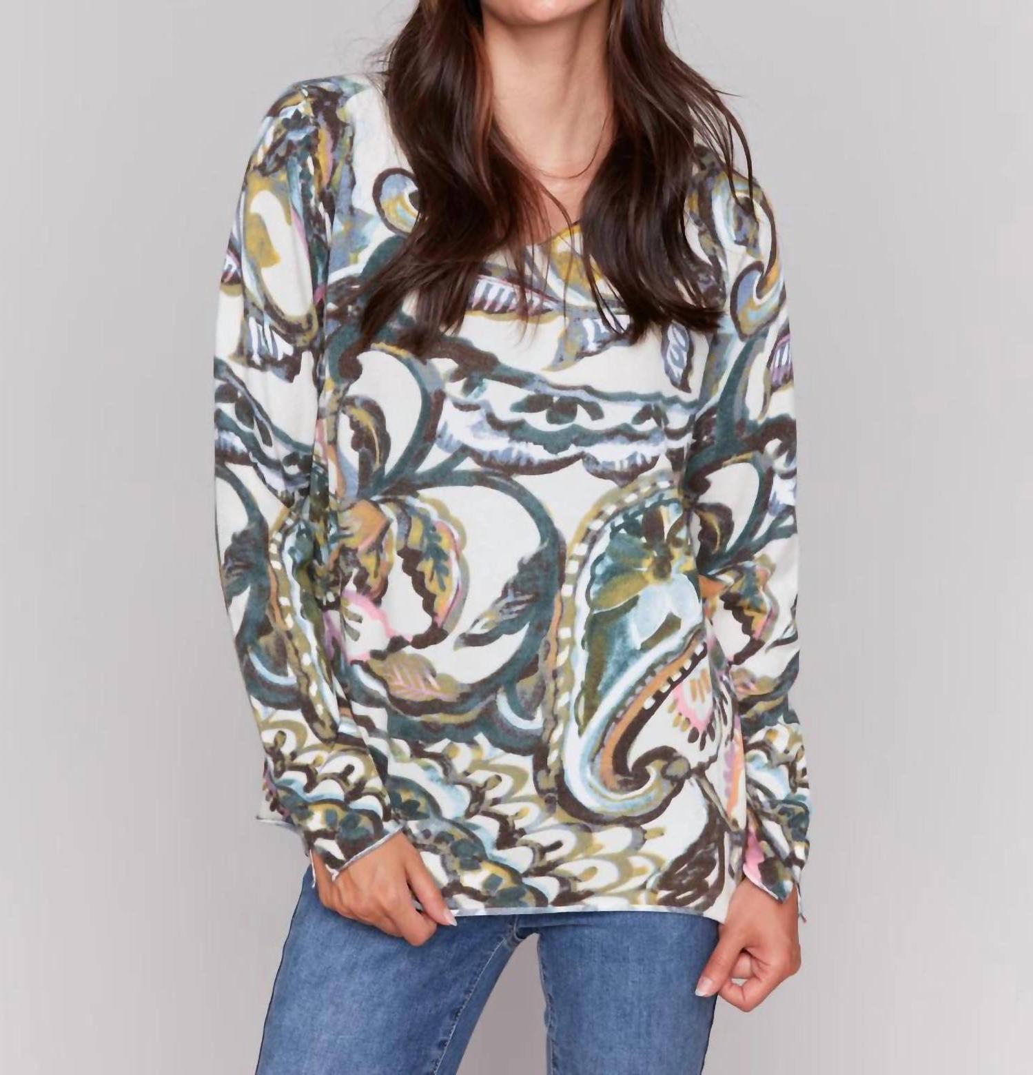 Charlie B Snow Wash V-Neck Sweater Size L - $51.48