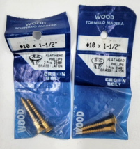 Crown Bolt #10 X 1 1/2&quot; Phillips Flat Head Wood Screws 2 Packs Brass Lot... - £6.16 GBP