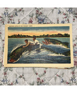 Plaistow New Hampshire NH Men on Giant Fish Fishing c1930s-50s Linen Pos... - $4.99