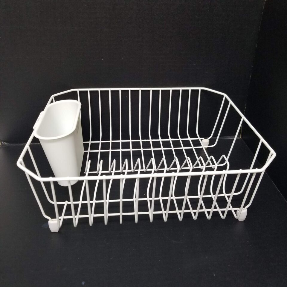 Rubbermaid Wire Dish Rack Coated Metal Drainer Tray Utensil Cup White 2 ...