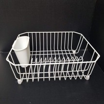 Rubbermaid Wire Dish Rack Coated Metal Drainer Tray Utensil Cup White 2 Piece - £29.57 GBP