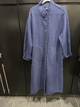 Vintage Geiger Blue Boiled Wool Long Coat Full Length Classic Sz EU 38 U... - $173.25