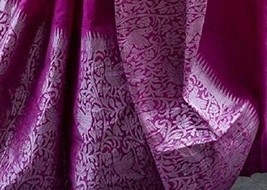 Vintage Women Applix Style Women&#39;s Banarasi Soft Lichi Silk Sari Saree Indian  - £38.67 GBP
