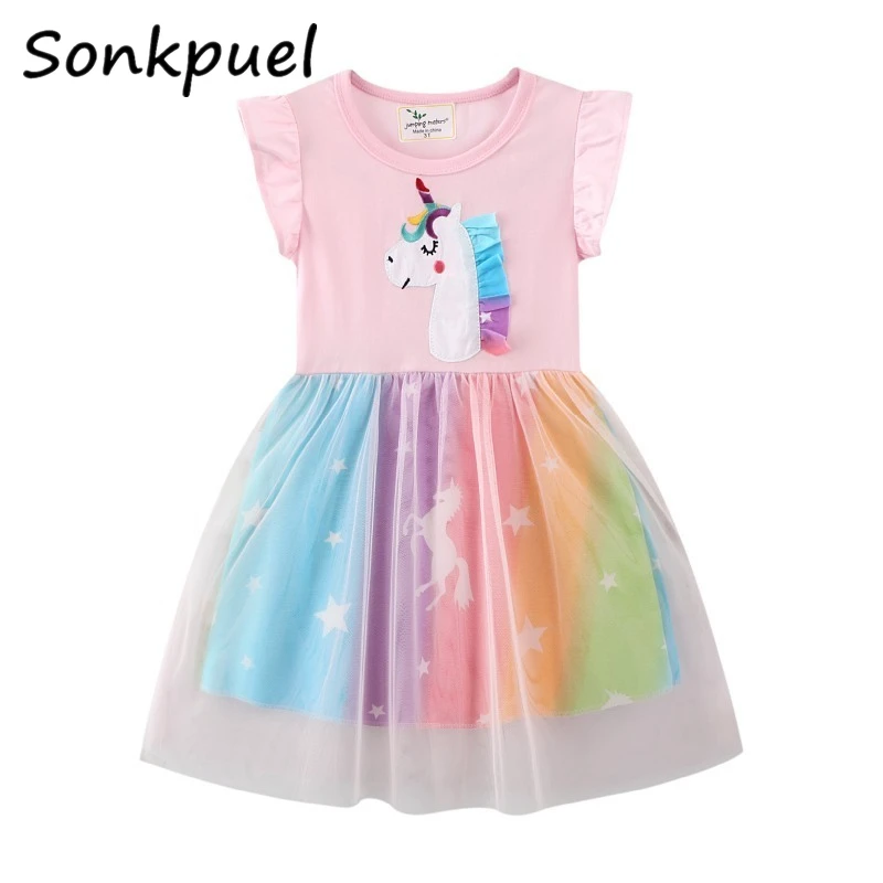 Ses for girl summer children clothes girl unicorn print princess dress 1 7 year toddler thumb200