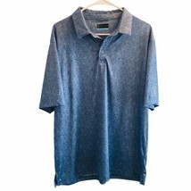 PGA Tour Mens Polo Shirt L Blue Patterned Leaves Short Sleeve Polyester ... - £20.76 GBP