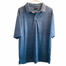 PGA Tour Mens Polo Shirt L Blue Patterned Leaves Short Sleeve Polyester ... - $26.55