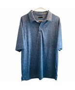 PGA Tour Mens Polo Shirt L Blue Patterned Leaves Short Sleeve Polyester ... - $36.31 CAD