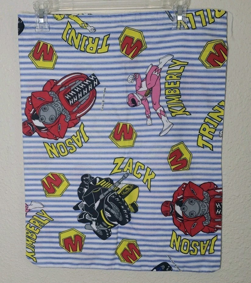 Vintage 90s Power Rangers white &amp; blue strip 20&quot;X16&quot; pillow case 1994 by... - $14.95