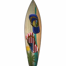 Montana Flag and US Flag Flip Flop Novelty Metal Surfboard Sign SB-264 - £19.94 GBP