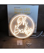 USA Warm White 12” &quot;Oh Baby&quot; LED Neon Sign Bar Home Decorative Light - $376.15 MXN