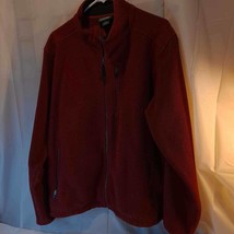 L.L. Bean Mens Fleece Jacket Red Pockets Mock Neck Zipper Long Sleeve M - $30.50