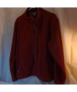 L.L. Bean Mens Fleece Jacket Red Pockets Mock Neck Zipper Long Sleeve M - $30.50