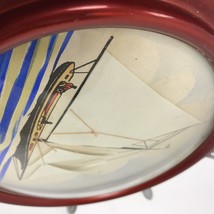 Vintage Sailboat Nautical Clipper Ship Wheel Paper Art Concave glass wat... - £71.18 GBP