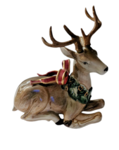 Fitz and Floyd 1994 Holiday Leaves Reindeer Candle Holder Retired - $75.05