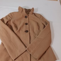 Old Navy Women’s Camel Button Front Raffle Collar Coat Jacket Pockets Size M image 13