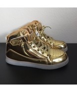 IGxx LED Light Up Sneakers Gold High Top USB Recharging Lace Up Shoe SZ ... - $84.72 CAD