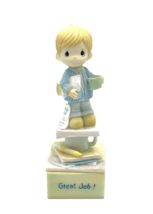 Precious Moments 2000 Great Job Little Boy Trinket Box Figurine - $29.40