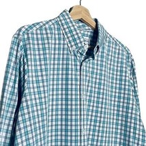 Mizzen + Main Green White Plaid Gingham Long Sleeve Regular Fit Stretch Shirt L - £27.97 GBP