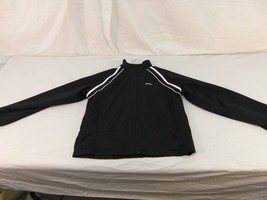 Adult Men&#39;s Reebok Black White Stripe Full Zipper Track Workout Jacket 3... - £12.90 GBP