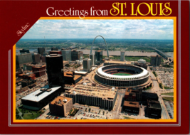 Vtg Postcard Greetings from St. Louis, Missouri, Skyline with Busch Stadium~Arch - £5.26 GBP