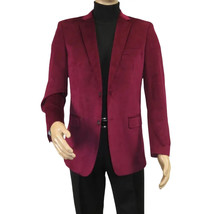 Men's Velvet Sport Coat Jacket by BASSIRI Leonardi J1042 Burgundy image 2