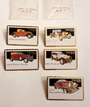 Antique Classic Car US Postage Stamp Pin LOT 25 Cent USPS Enamel Tie Tack Back - £19.41 GBP