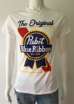 PABST BLUE RIBBON Men&#39;s Graphic Print Short Sleeve Shirt, White (Size S) - $19.95