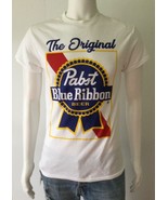 PABST BLUE RIBBON Men&#39;s Graphic Print Short Sleeve Shirt, White (Size S) - £15.64 GBP