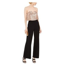 Adrianna Papell Womens 4 Rose Gold Black Strapless Popover Jumpsuit NWT CZ41 - £76.73 GBP