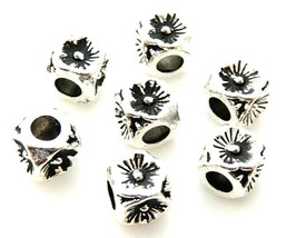 100 Antiqued Tibetan Silver 5mm Square Cube Flower Bali Spacer Metal Beads - £7.62 GBP