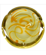 Vintage Green Orange Swirl Art Glass Candy Dish Bowl Ashtray Thick Heavy 8&quot; - £27.67 GBP