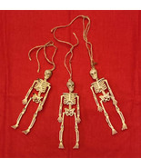 Halloween skeleton decorations 6&quot; tall hanging on twine lot of 3 scary d... - $4.00