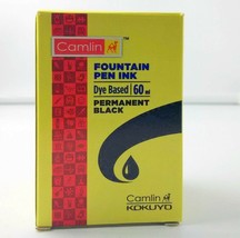 2 Camel Fountain Pen Ink PERMANENT BLACK Bottles 60 ml 2 oz Camlin 2 qty... - £8.50 GBP