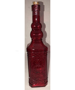 Holiday Glass Decorating Bottle 12 1/2”H Red-Raised Design With Cork-NEW... - £22.22 GBP