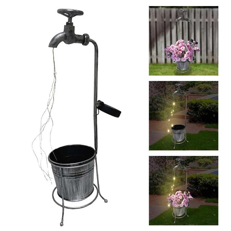 H7JB Solar Powered Watering Can Style Fairy LED Strands Light Water Faucet Plant - £117.77 GBP